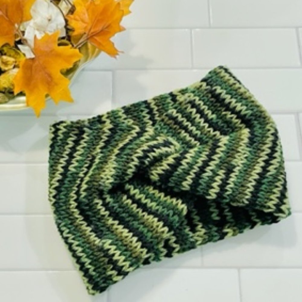 Camo Knit twisted Headband - Womens Earwarmer - Winter Earwarmer